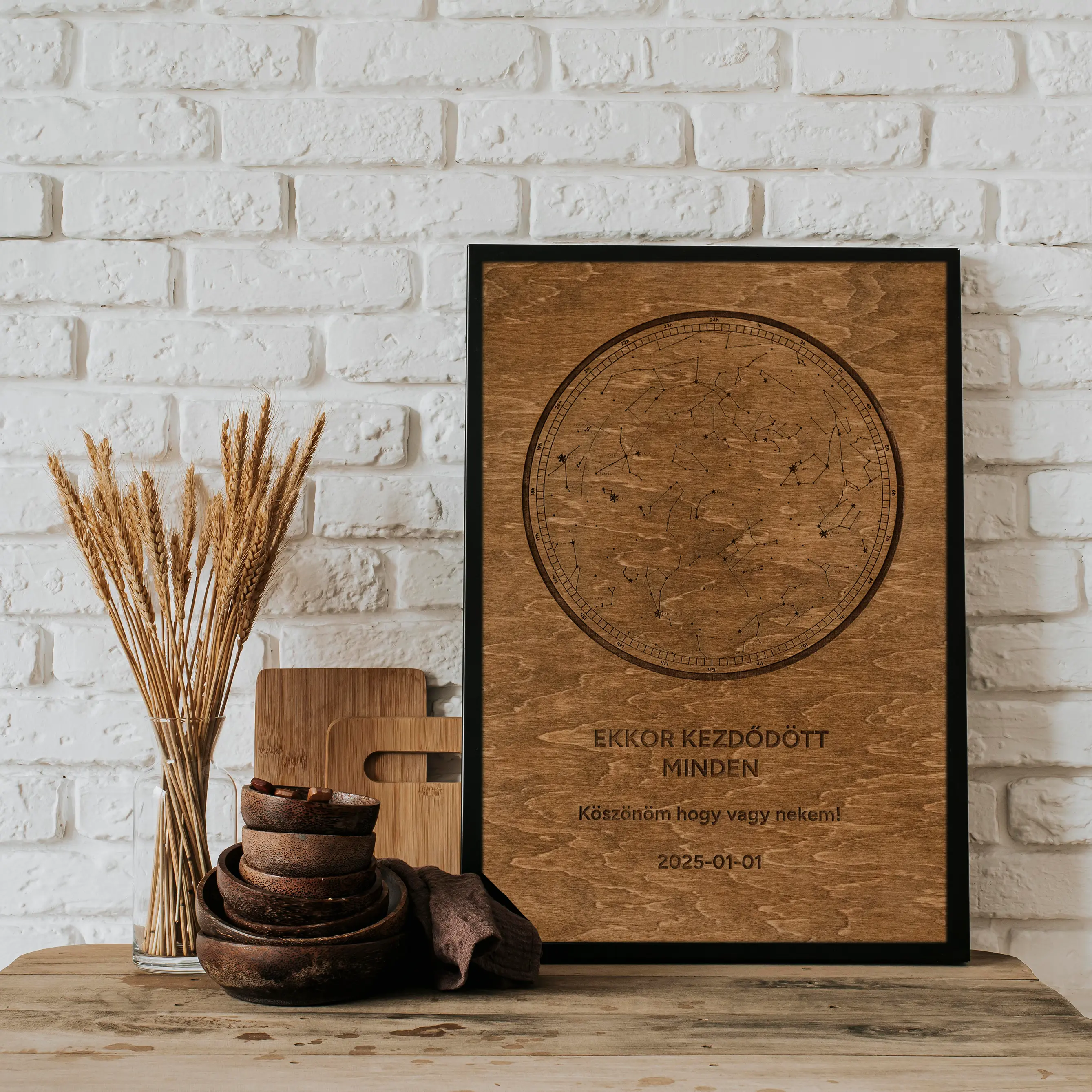 Egyedi csillagtérkép fából