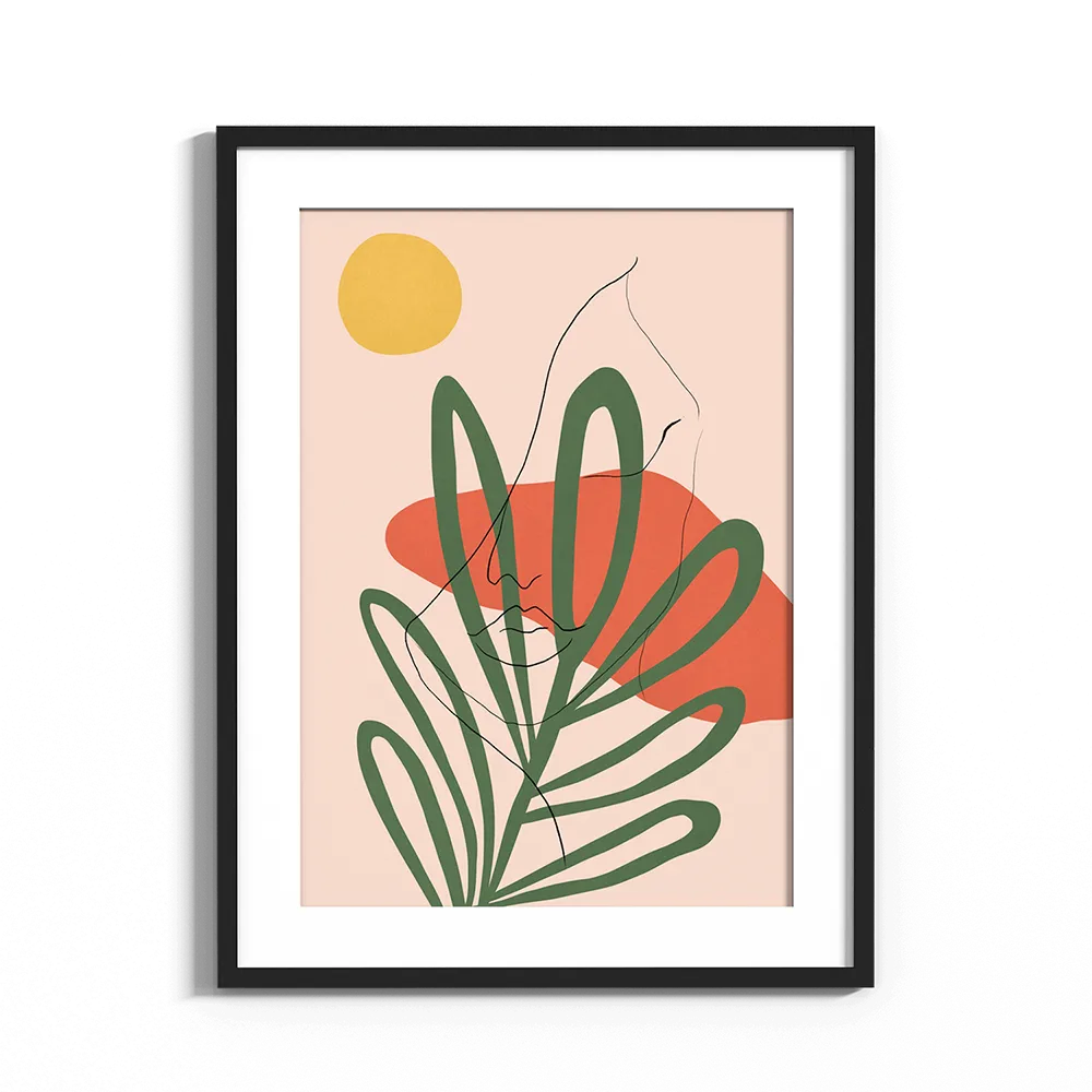 Absztrakt nő arckép levéllel